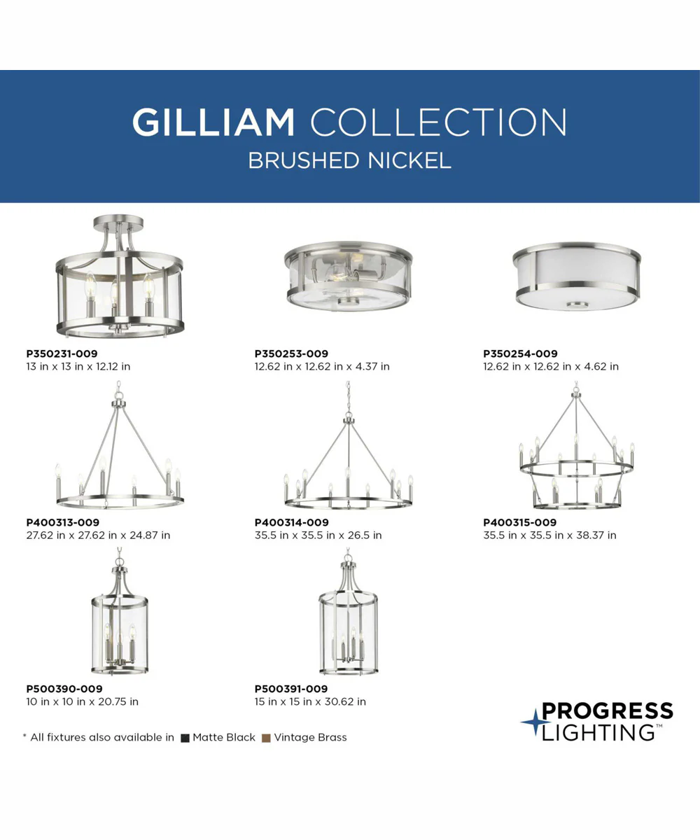 Gilliam 12--5/8 in. 2-Light New Traditional Flush Mount Brushed Nickel - Image 6