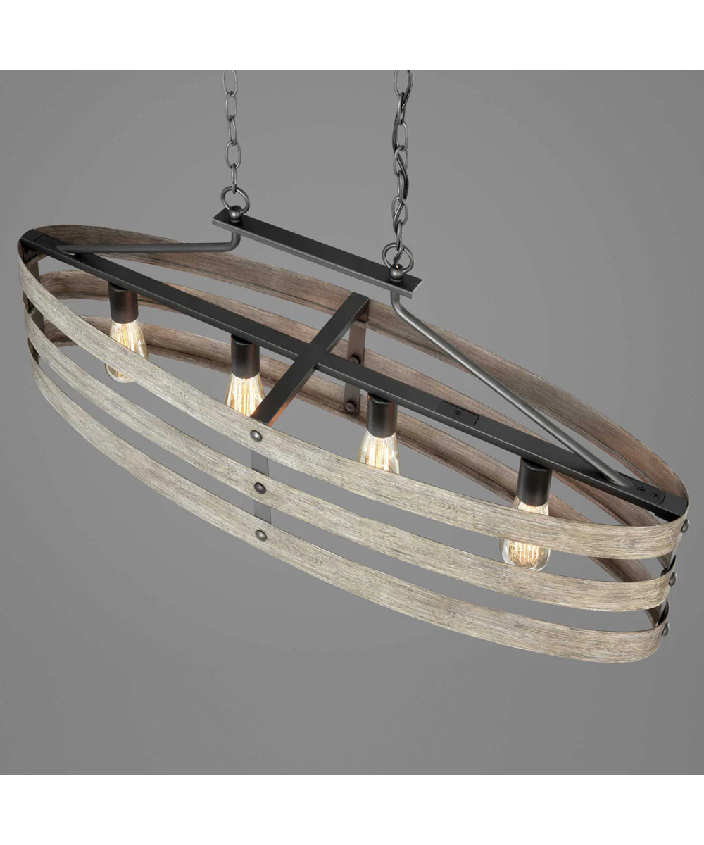 Gulliver 4-Light Coastal Linear Chandelier Light Graphite - Image 8