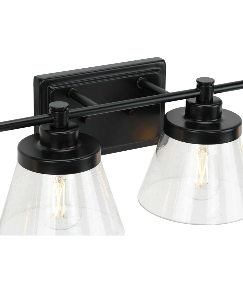 Hinton 4-Light Clear Seeded Glass Farmhouse Bath Vanity Light Matte Black - Image 5