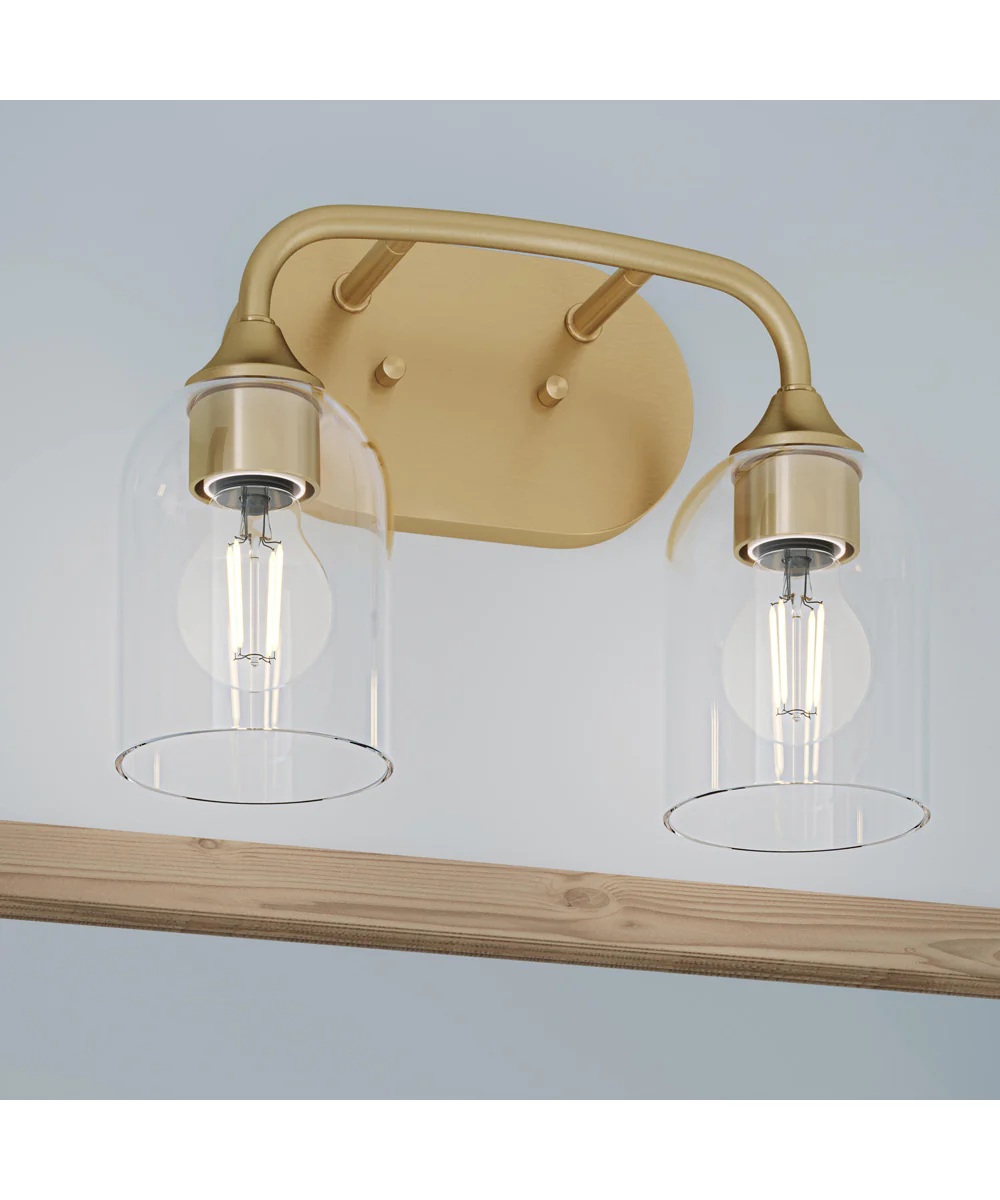 Ilia 2-Light Bath Vanity with Clear Glass Shade Brushed Gold - Image 10