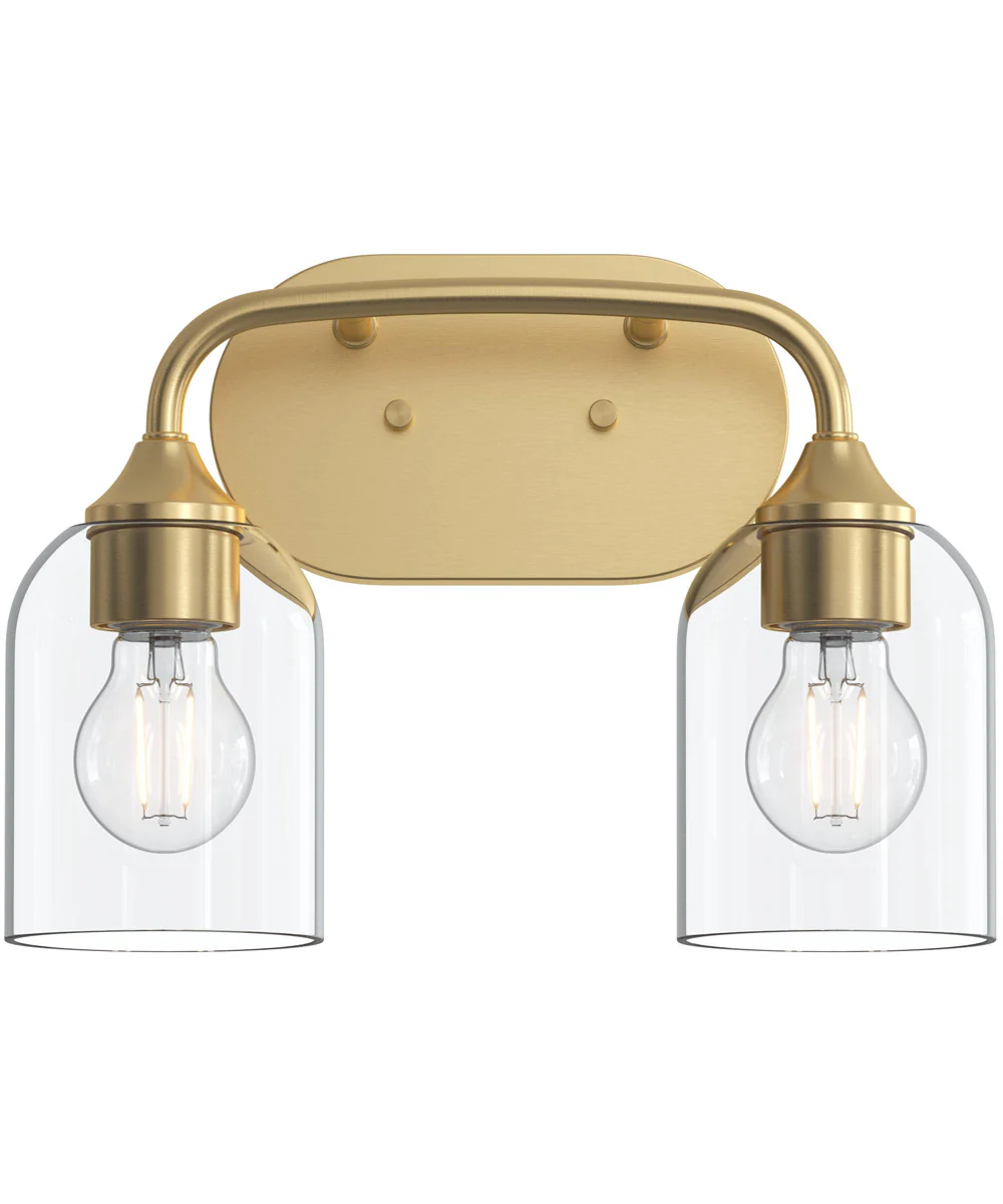 Ilia 2-Light Bath Vanity with Clear Glass Shade Brushed Gold - Image 5