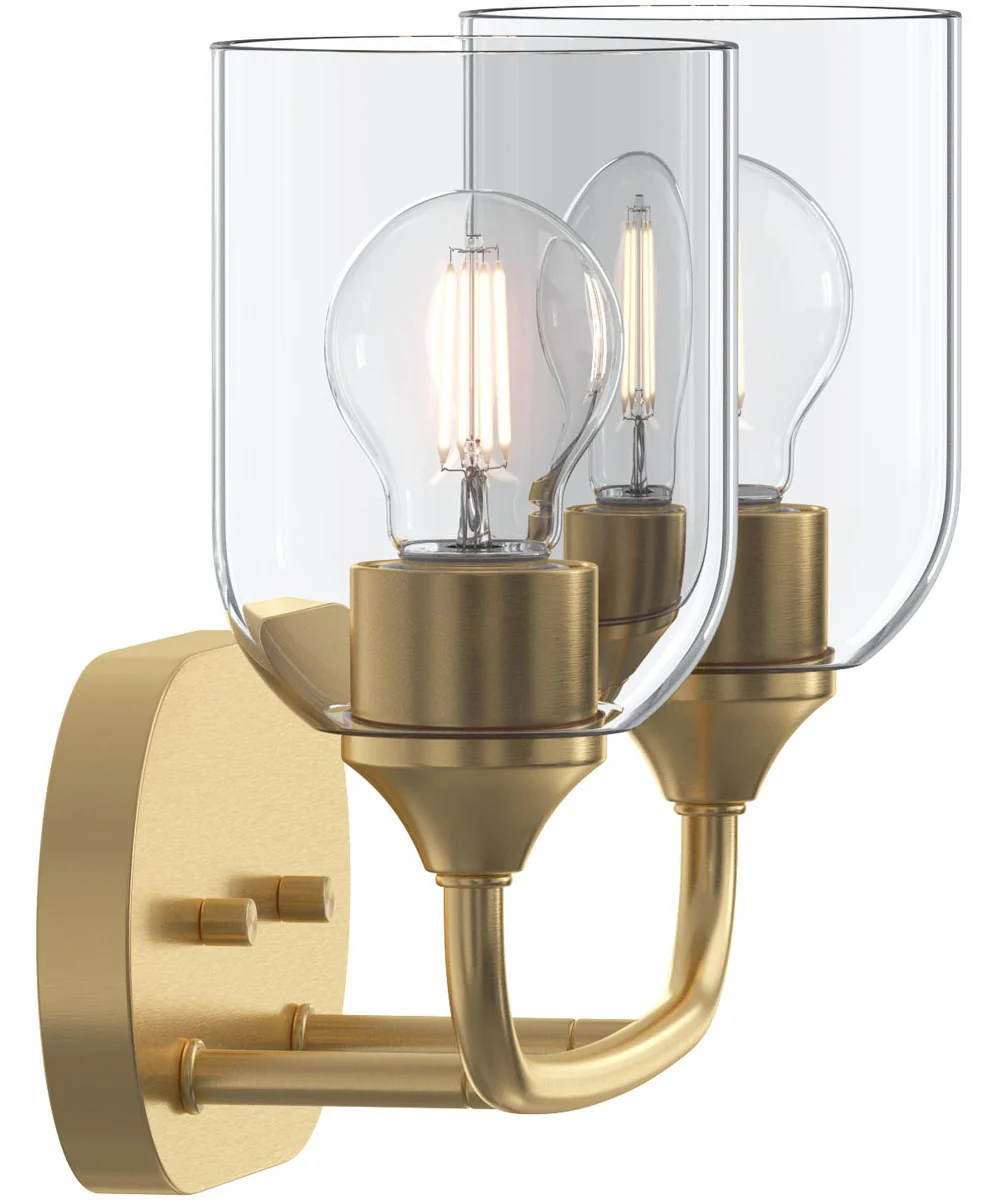 Ilia 2-Light Bath Vanity with Clear Glass Shade Brushed Gold - Image 7
