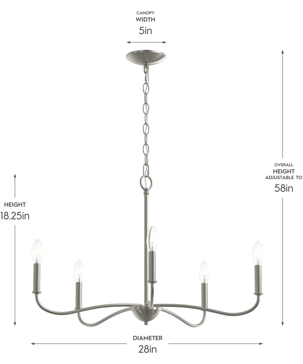 Ilia 5-Light Chandelier Brushed Nickel - Image 2