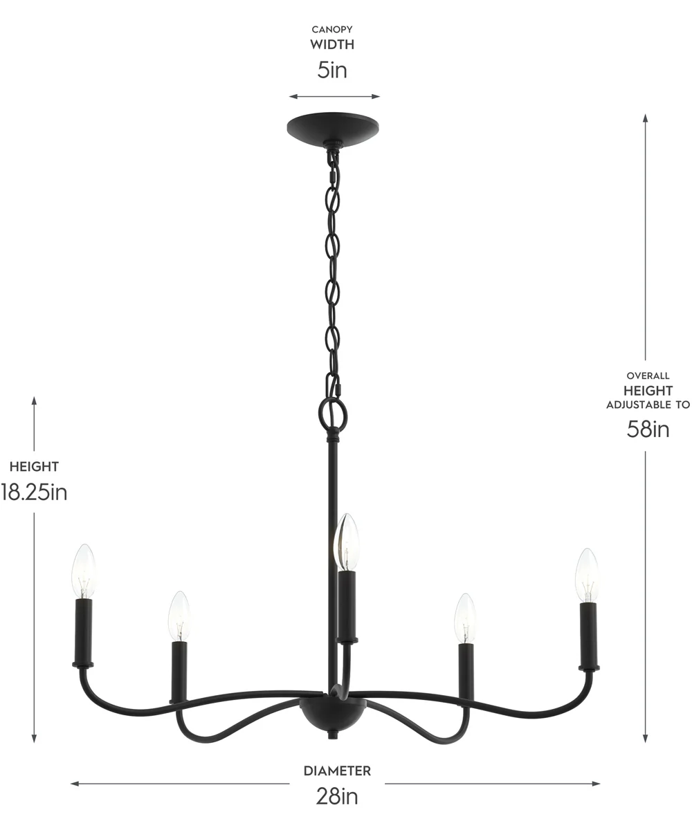 Ilia 5-Light Chandelier Matte Black - Image 2