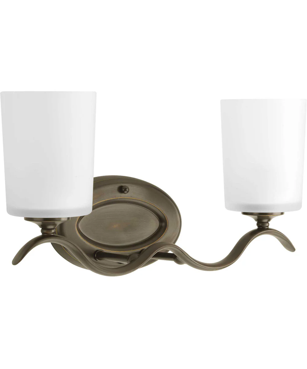 Inspire 2-Light Etched Glass Traditional Bath Vanity Light Antique Bronze - Image 3