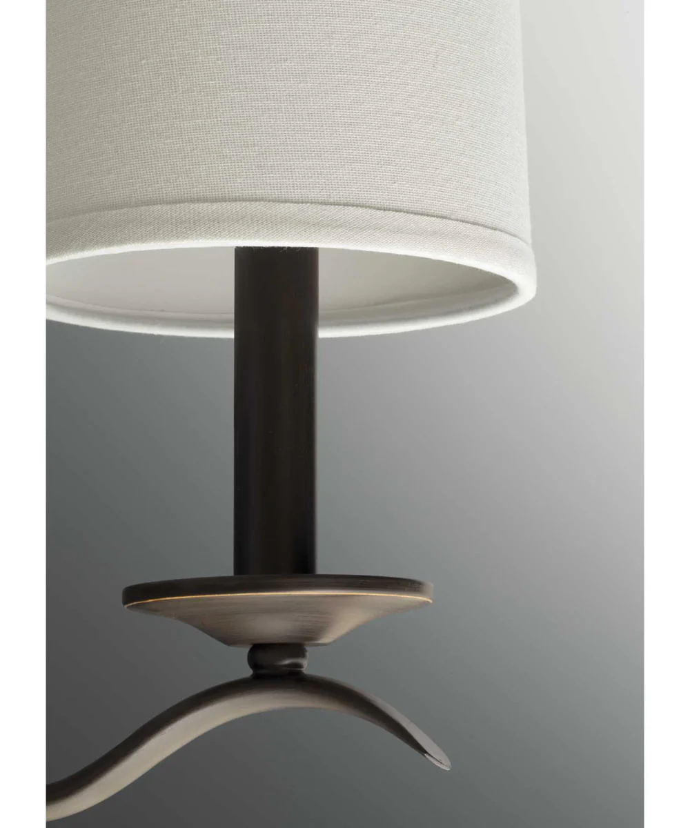 Inspire 6-Light White Linen Shade Traditional Chandelier Light Antique Bronze - Image 4