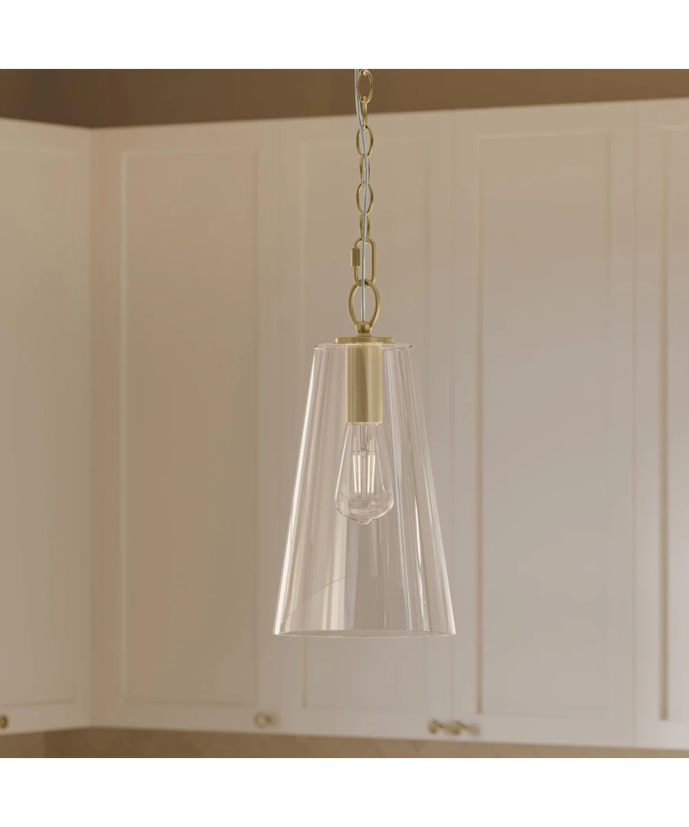 Jheni 1-Light Pendant with Clear Glass Shade Brushed Gold - Image 10