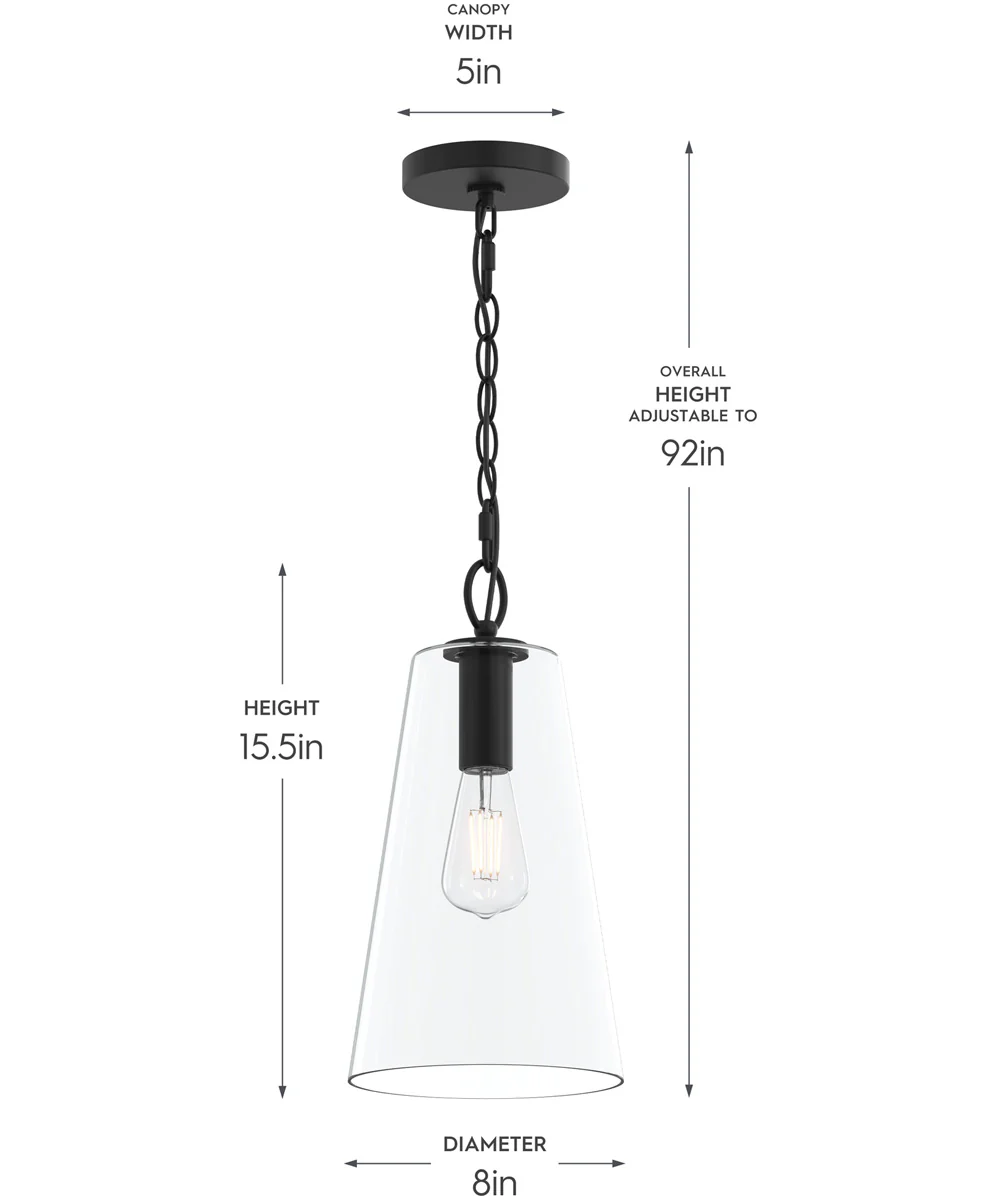 Jheni 1-Light Pendant with Clear Glass Shade Matte Black - Image 4
