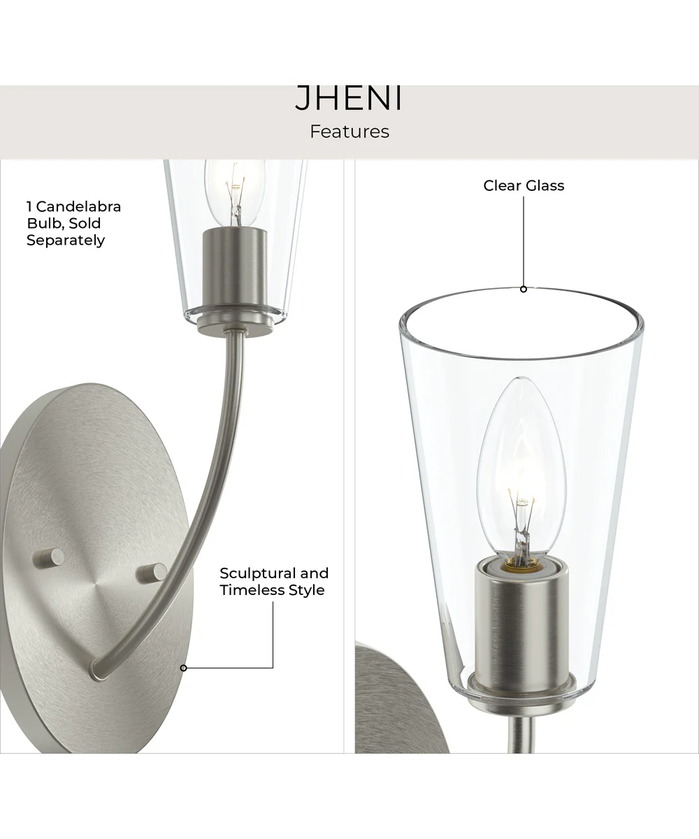 Jheni 1-Light Wall Sconce with Clear Glass Shades Brushed Nickel - Image 9