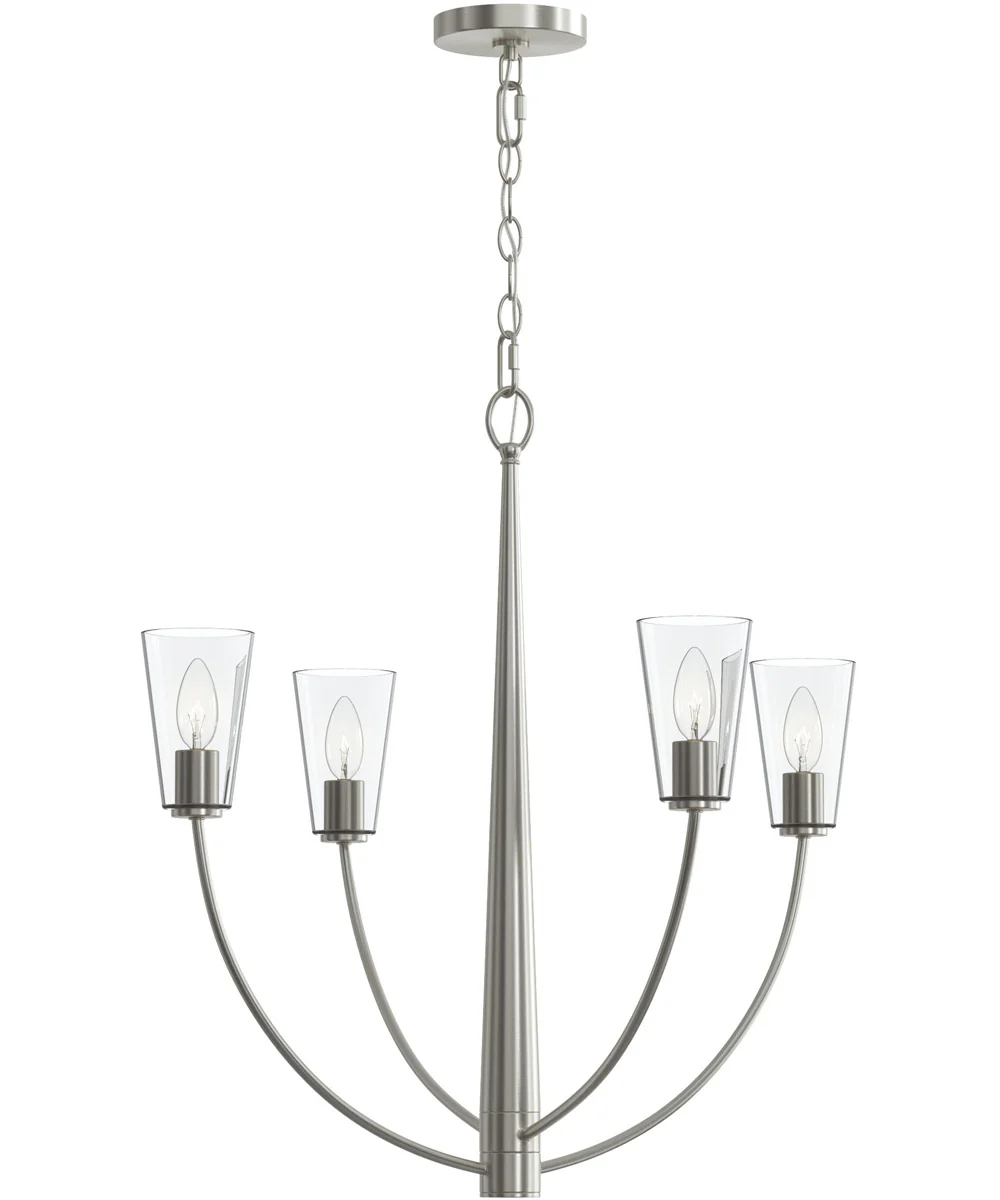 Jheni 4-Light Chandelier with Clear Glass Shades Brushed Nickel - Image 6