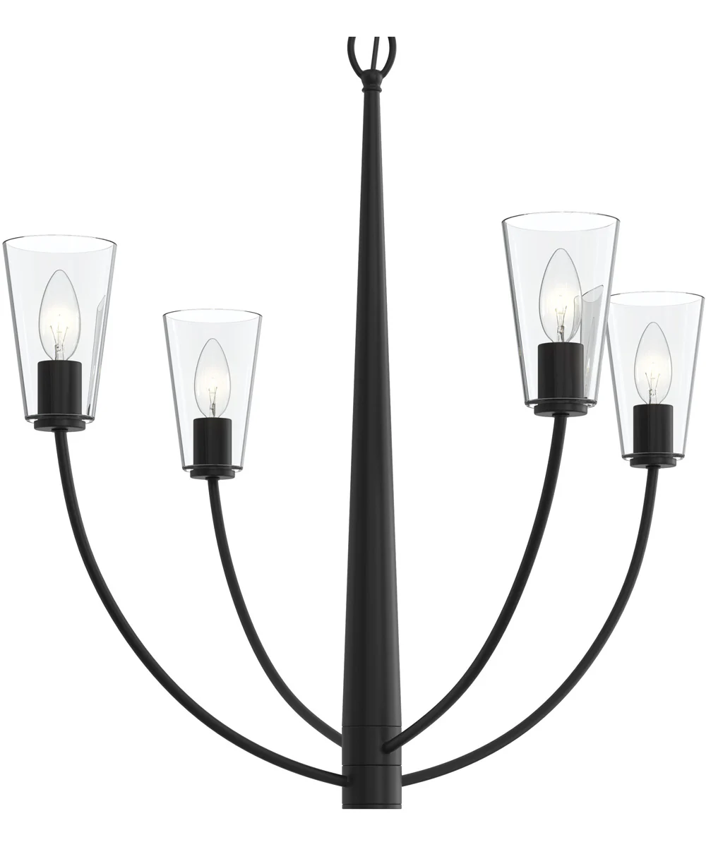Jheni 4-Light Chandelier with Clear Glass Shades Matte Black - Image 7