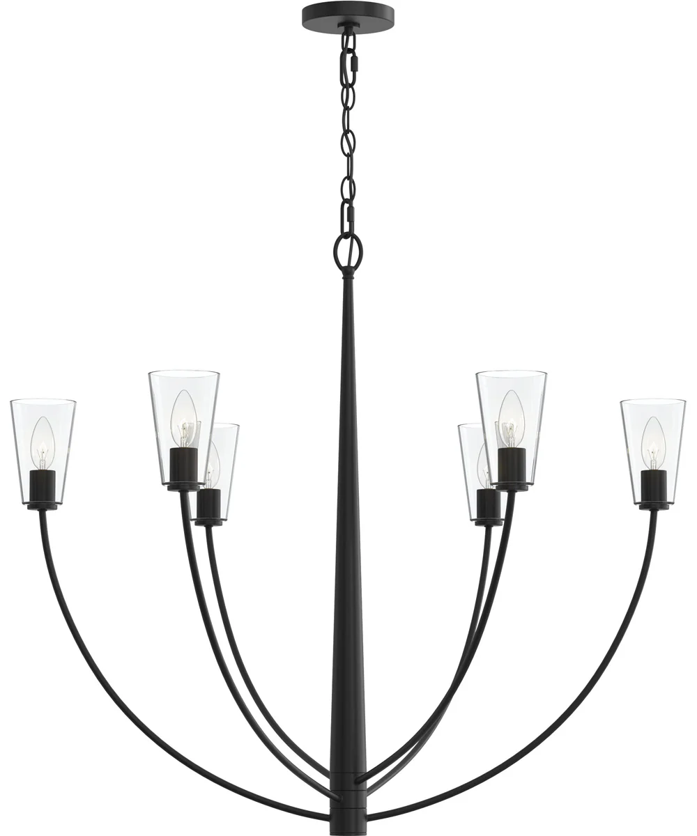 Jheni 6-Light Large Chandelier with Clear Glass Shades Matte Black - Image 4