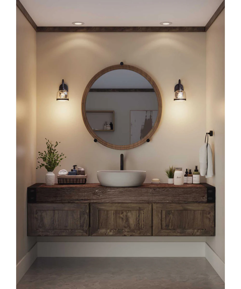 Judson 1-Light Clear Glass Farmhouse Bath Vanity Light Antique Bronze - Image 2