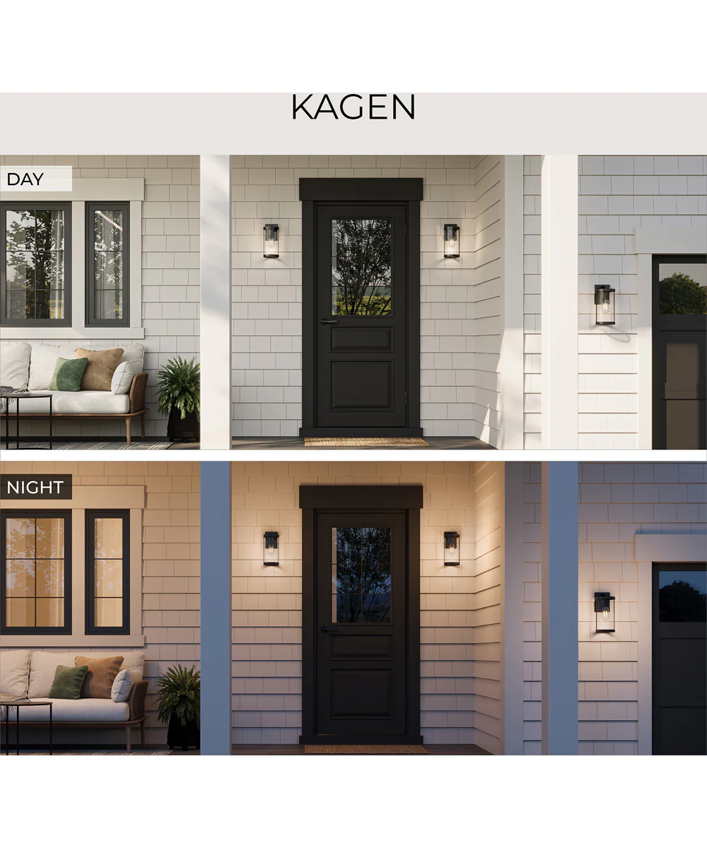 Kagen Small Outdoor Wall Light with Clear Glass Panels Matte Black - Image 7