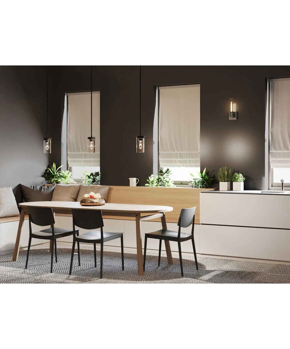 Kellwyn 1-Light Clear Glass Transitional Style Hanging Mini-Pendant Light Matte Black - Image 2
