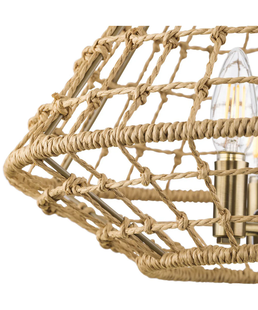 Laila 16 in. 3-Light Semi-Flush Convertible with Woven Jute Accents Vintage Brass - Image 8