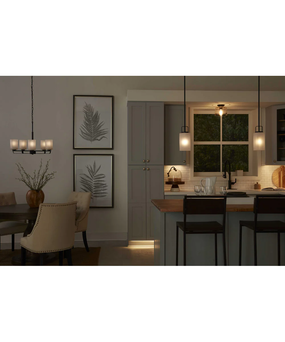League 1-Light Etched Glass Modern Farmhouse Mini-Pendant Hanging Light Matte Black - Image 5