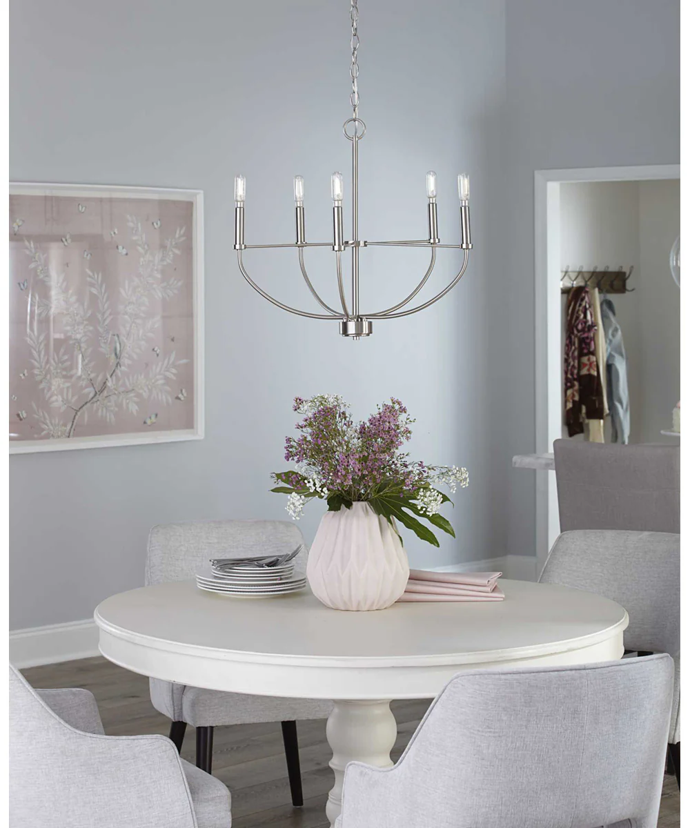 Leyden 5-Light Farmhouse Style Chandelier Brushed Nickel - Image 4