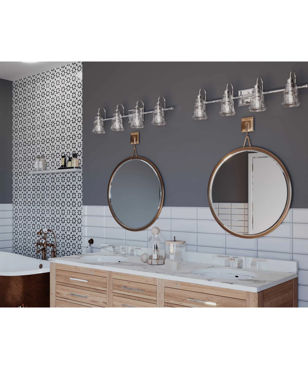Litchfield 4-Light Clear Glass Coastal Bath Vanity Light Polished Chrome - Image 3