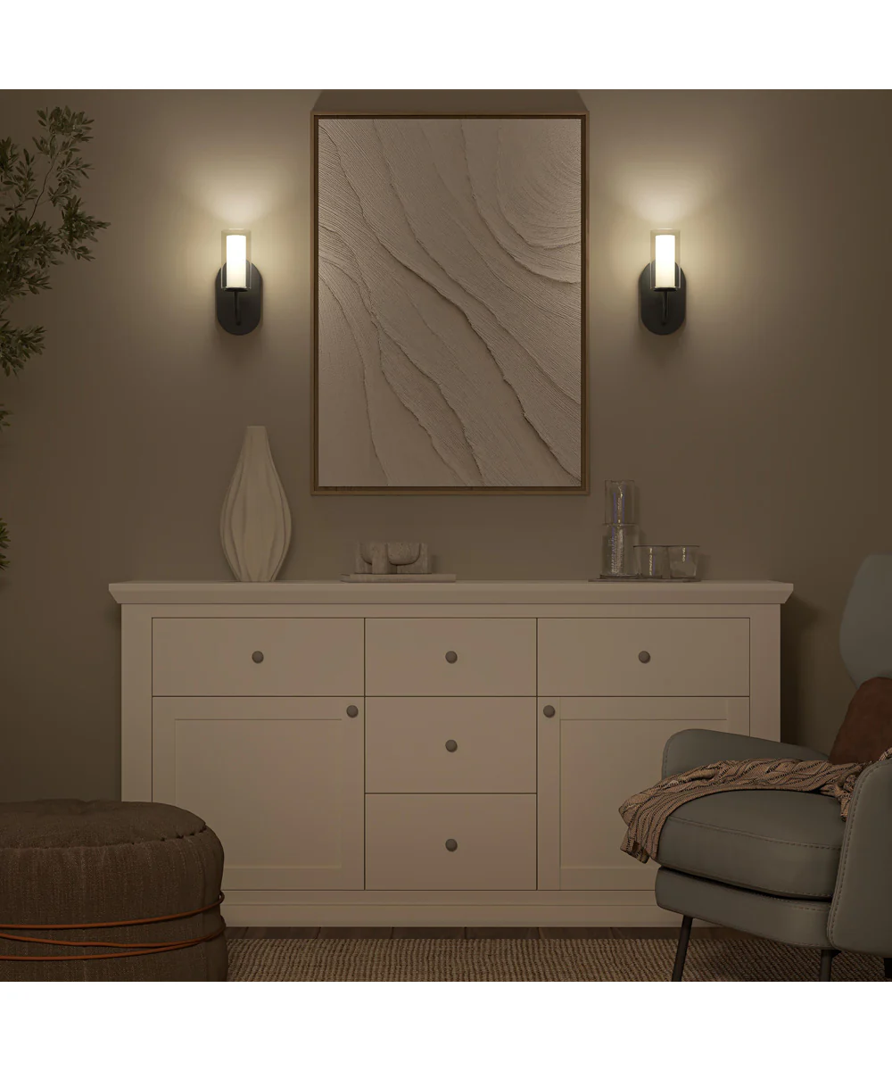 Mack 1-Light Wall Sconce with Layered Glass Shade Matte Black - Image 3