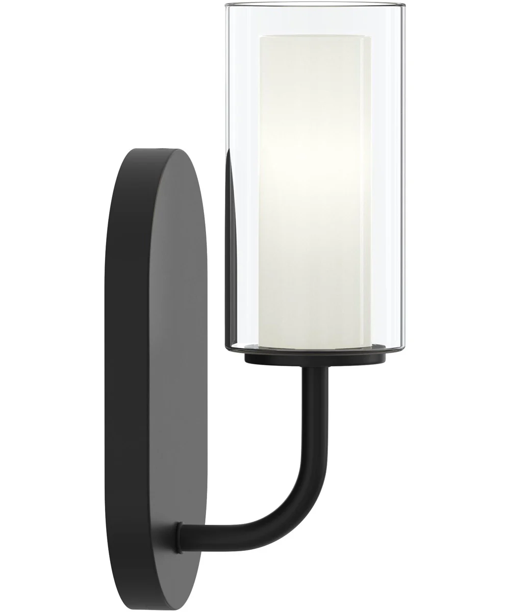 Mack 1-Light Wall Sconce with Layered Glass Shade Matte Black - Image 7