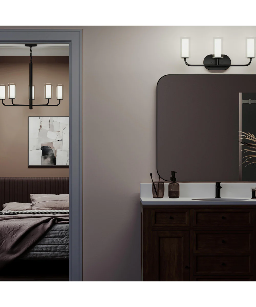 Mack 3-Light Vanity Light with Layered Glass Shades Matte Black - Image 3