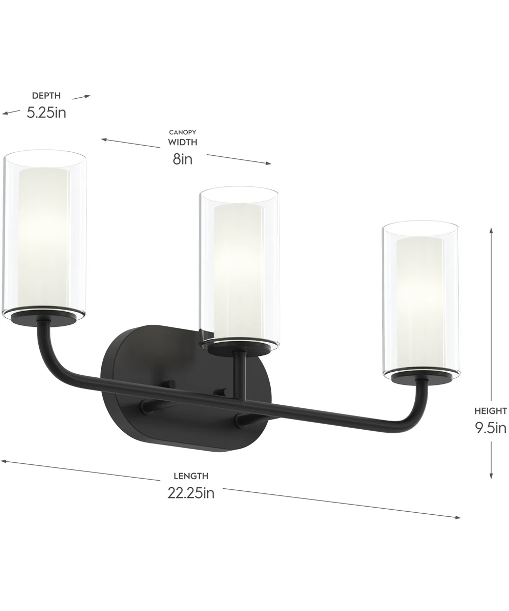 Mack 3-Light Vanity Light with Layered Glass Shades Matte Black - Image 4