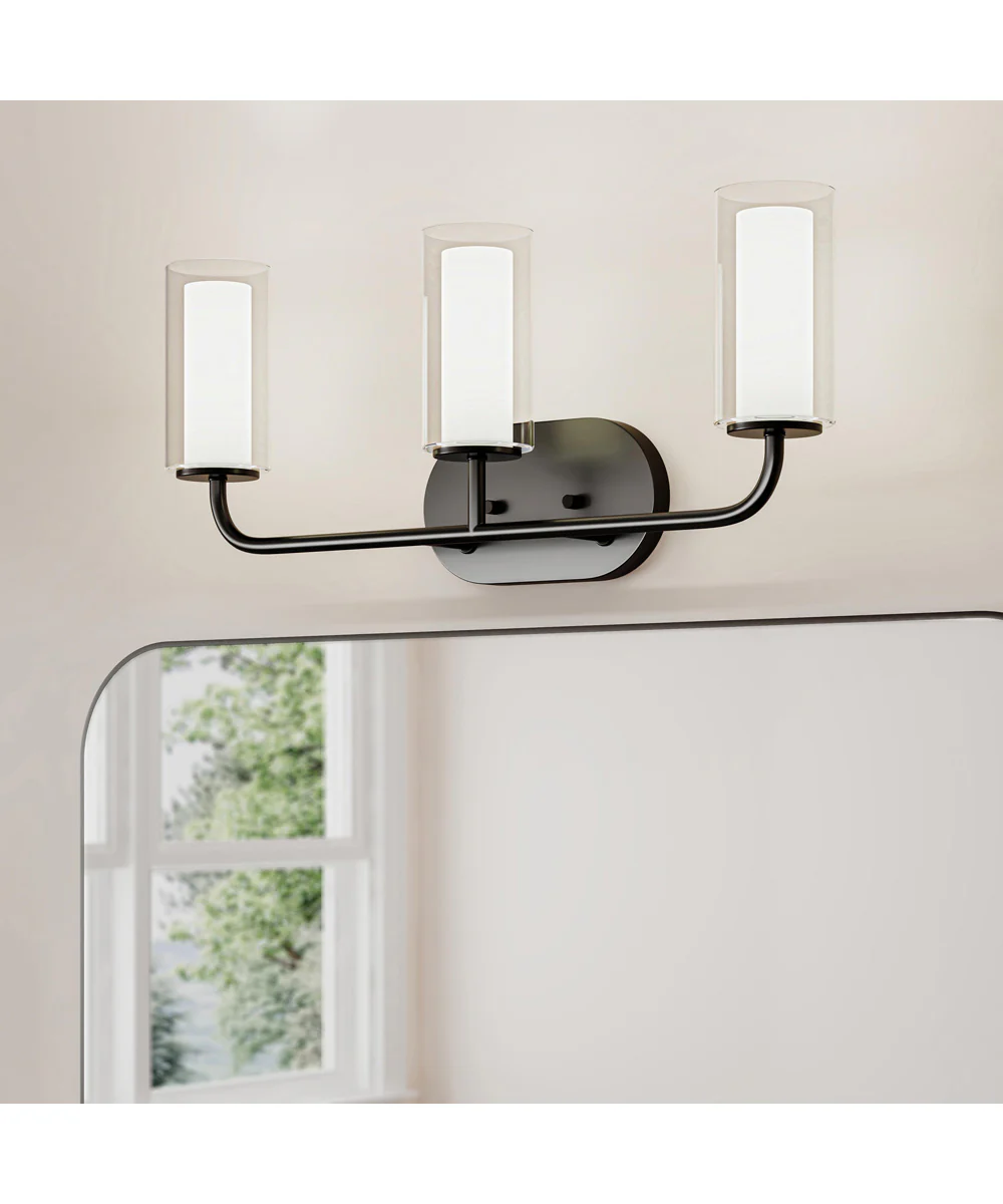 Mack 3-Light Vanity Light with Layered Glass Shades Matte Black - Image 8