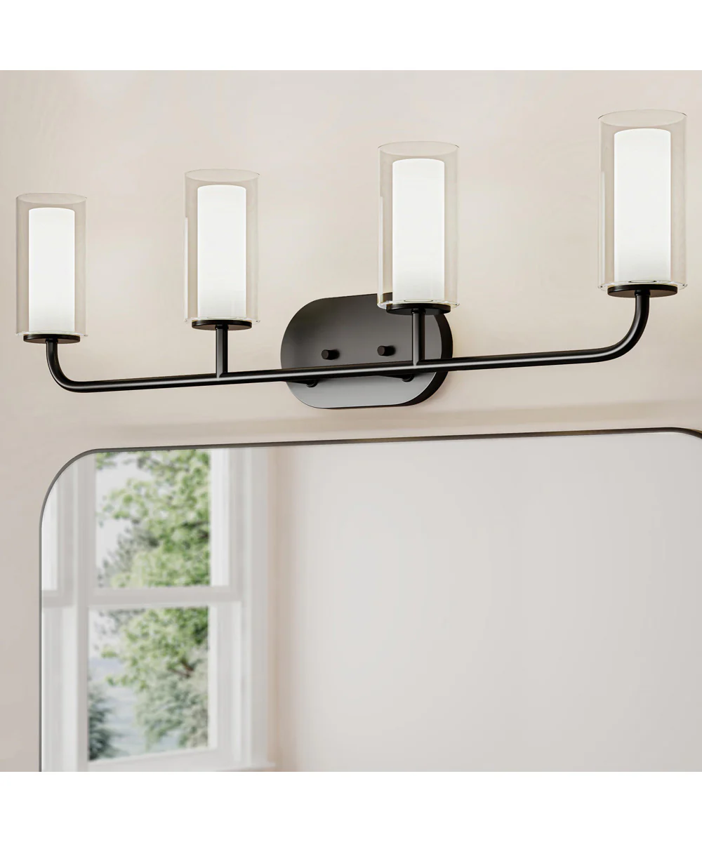 Mack 4-Light Vanity Light with Layered Glass Shades Matte Black - Image 8