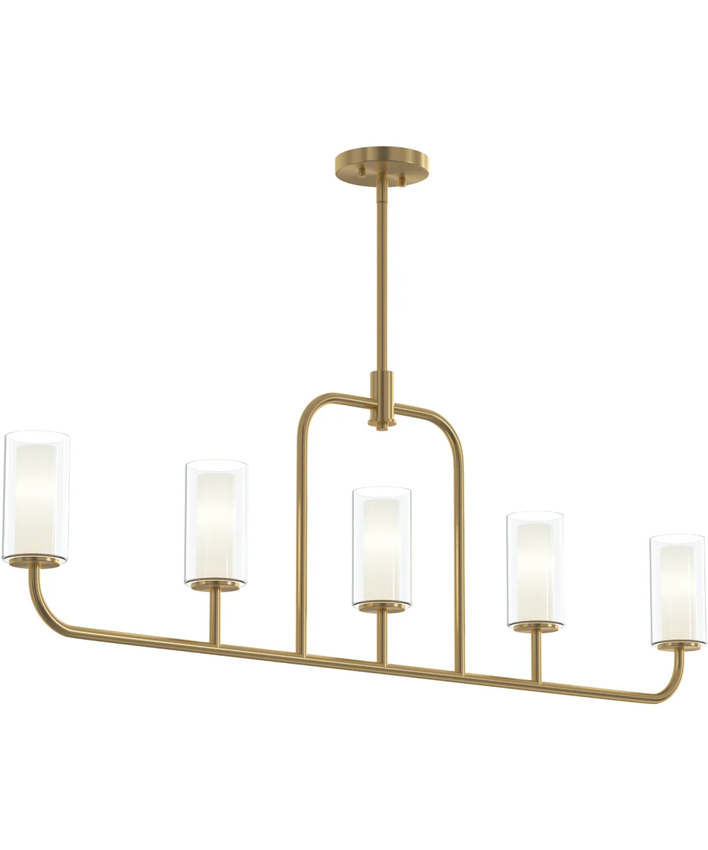Mack 5-Light Linear Chandelier with Layered Glass Shades Brushed Gold