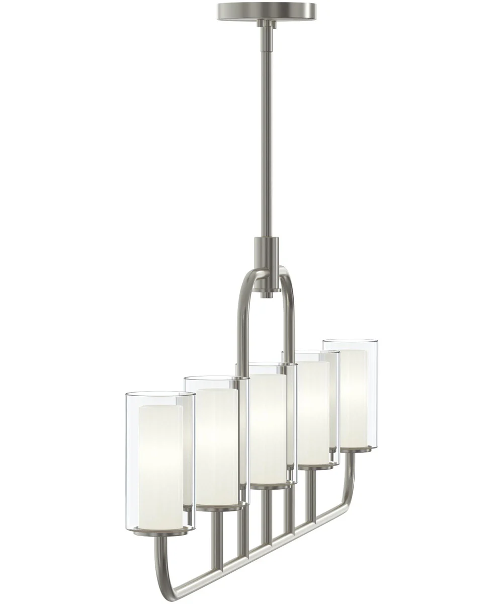 Mack 5-Light Linear Chandelier with Layered Glass Shades Brushed Nickel - Image 8