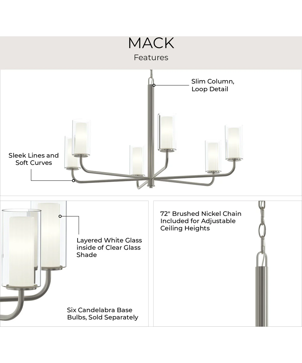 Mack 6-Light Chandelier with Layered Glass Shades Brushed Nickel - Image 9