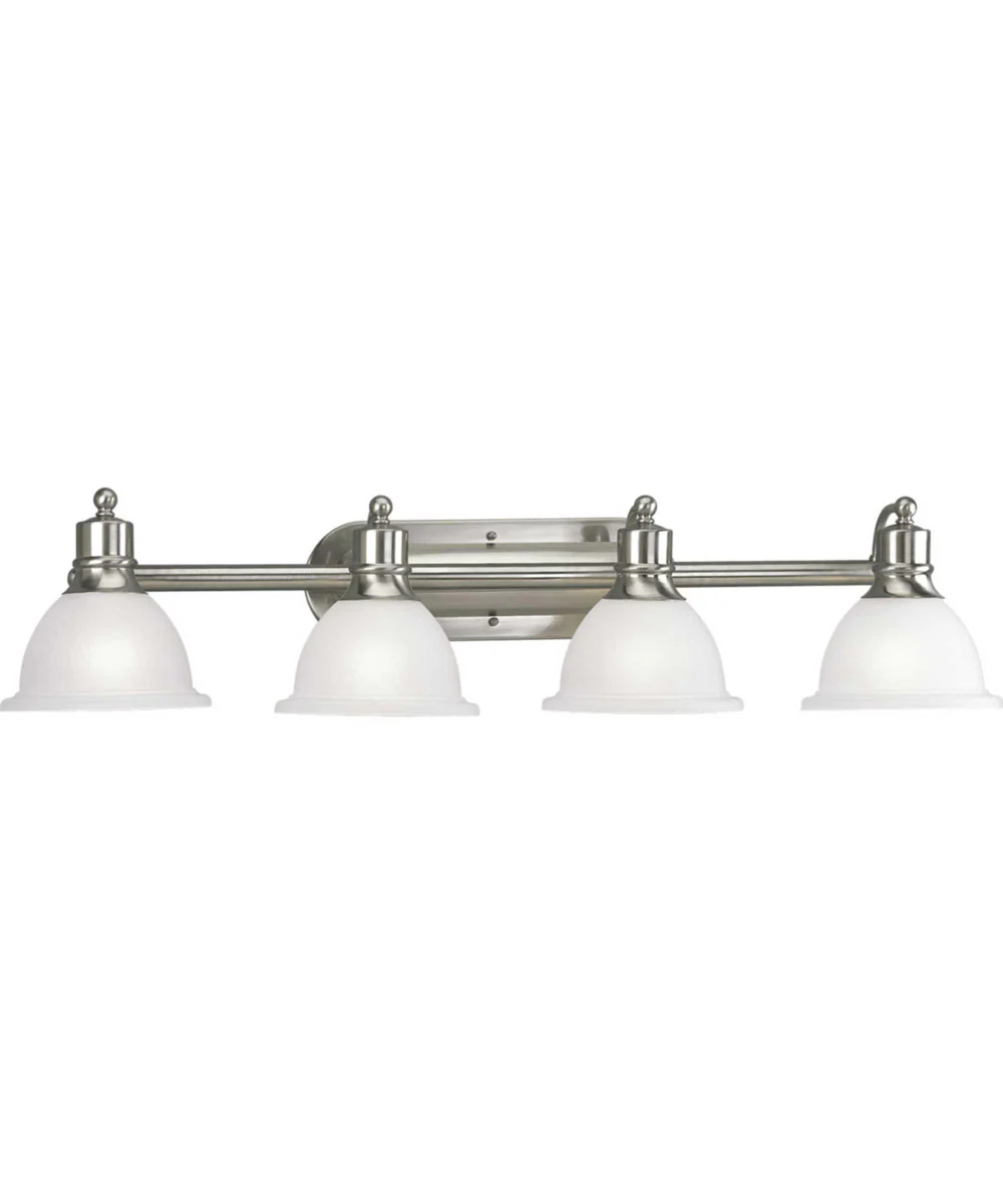 Madison 4-Light Etched Glass Traditional Bath Vanity Light Brushed Nickel - Image 2
