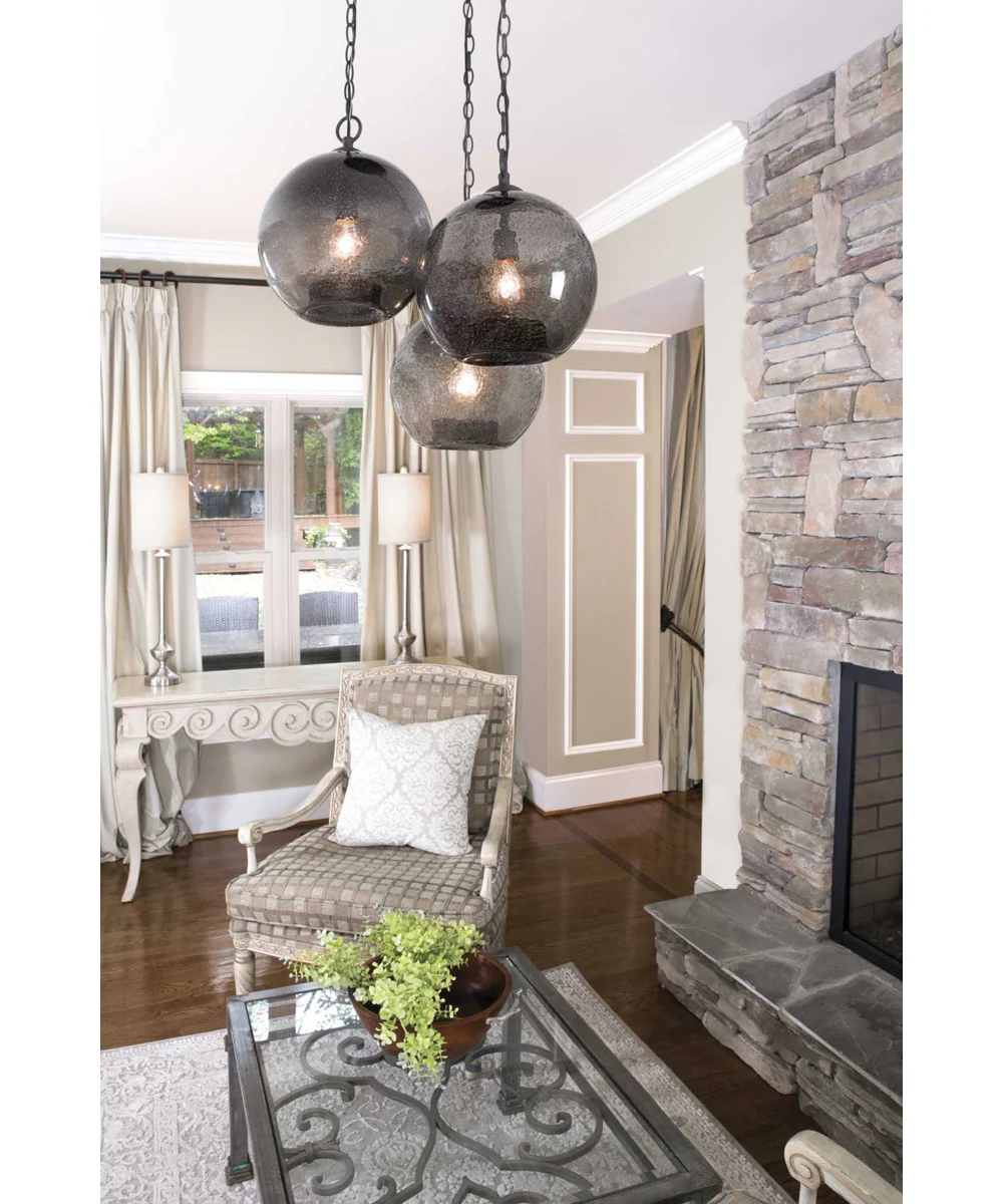 Malbec 1-Light Smoked Textured Glass Global Pendant Light Graphite - Image 2