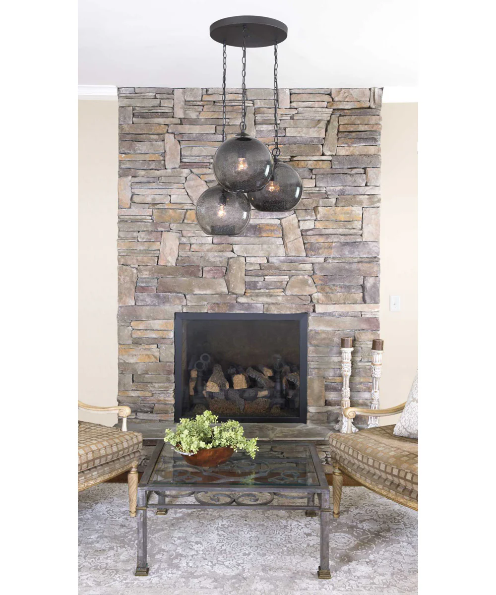 Malbec 1-Light Smoked Textured Glass Global Pendant Light Graphite - Image 3