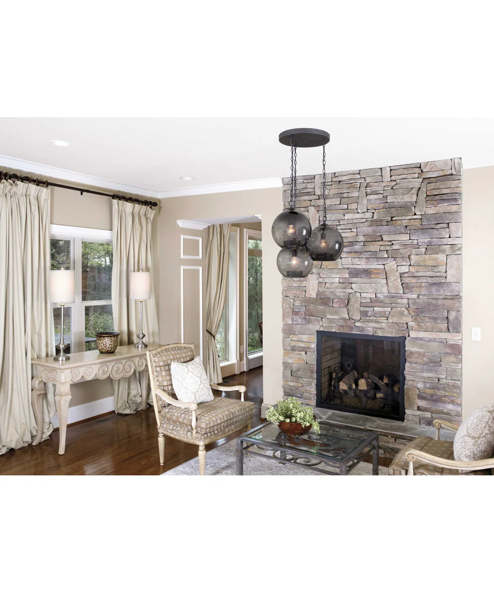 Malbec 1-Light Smoked Textured Glass Global Pendant Light Graphite - Image 4