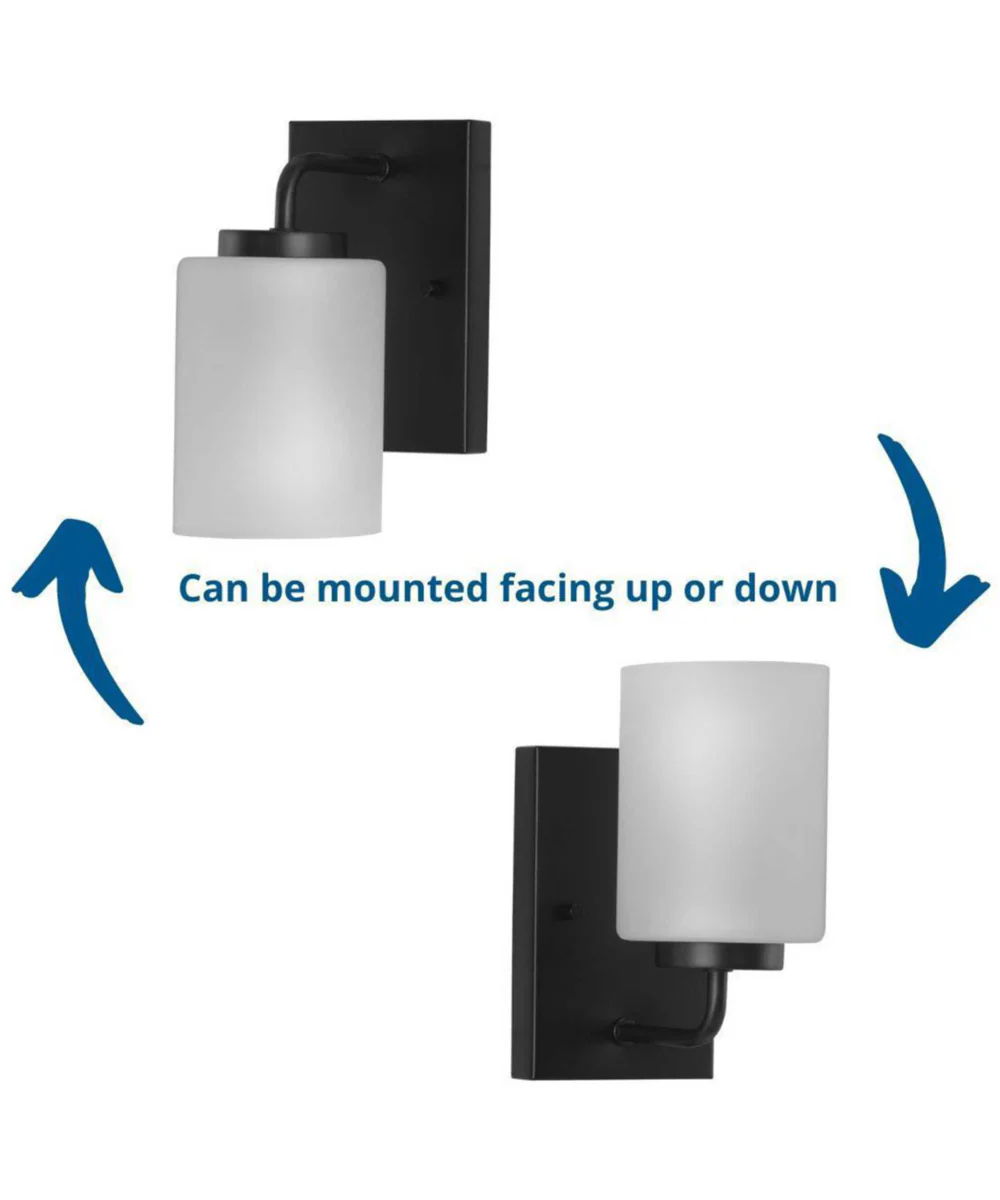 Merry 1-Light Etched Glass Transitional Style Bath Vanity Wall Light Matte Black - Image 2