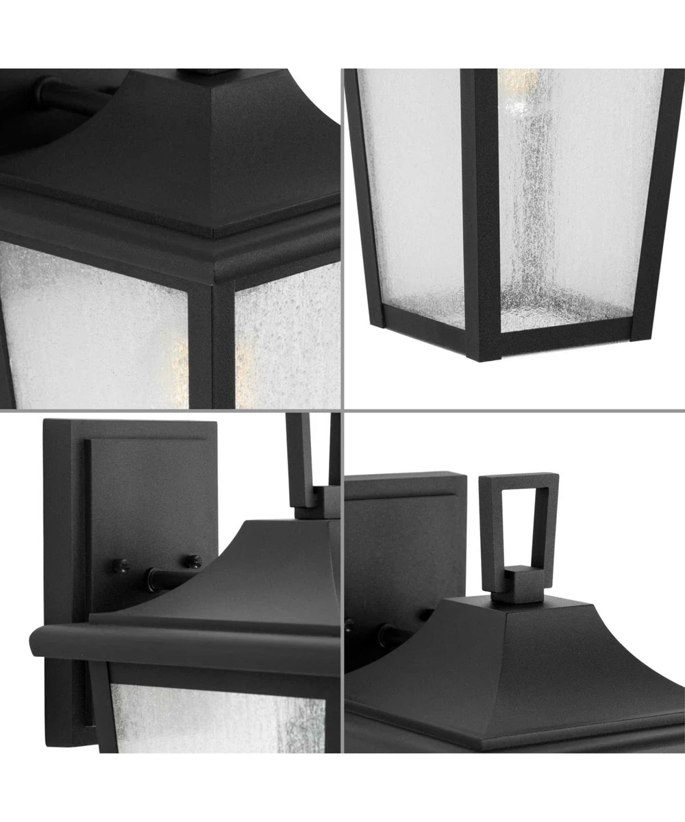 Padgett 1-Light Transitional Clear Seeded Glass Outdoor Wall Lantern Textured Black - Image 3