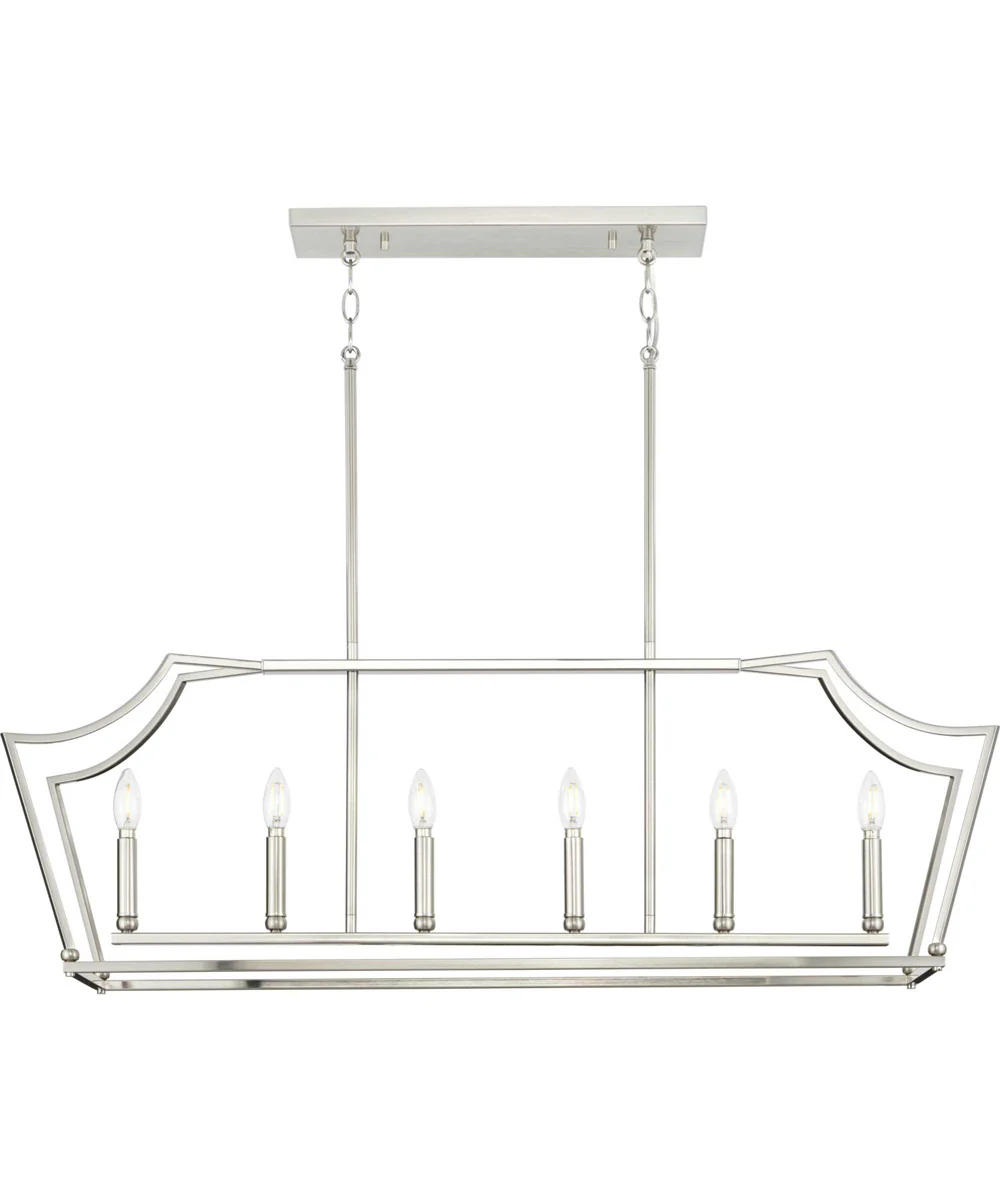 Parkhurst 6-Light New Traditional Linear Island Chandelier Light Brushed Nickel - Image 4