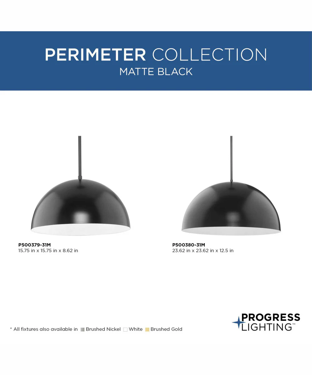 Perimeter 1-Light Mid-Century Modern Pendant with metal Shade Matte Black - Image 7