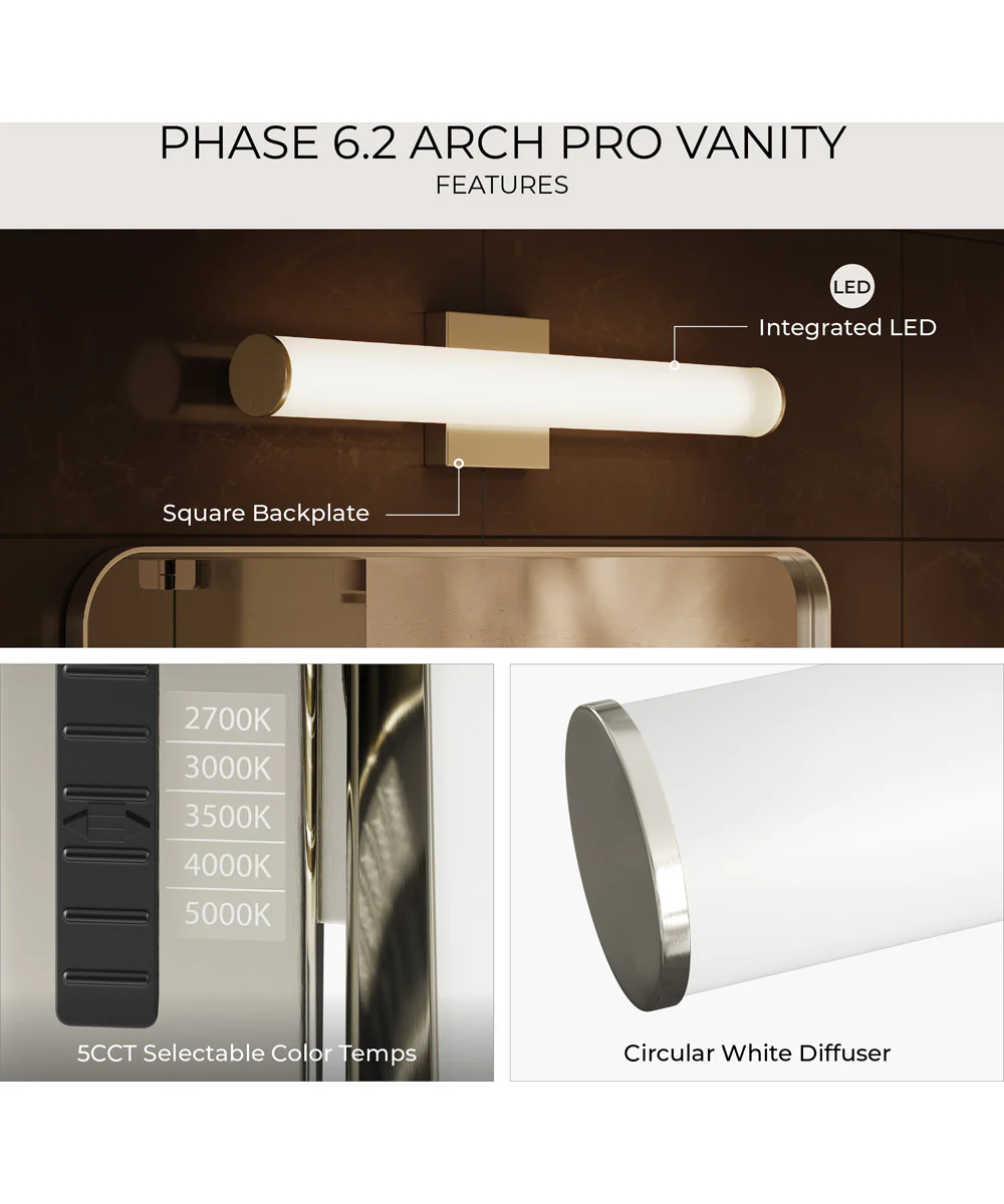 Phase 6.2 36 in. 5CCT Integrated LED Linear Vanity Light Brushed Nickel - Image 11