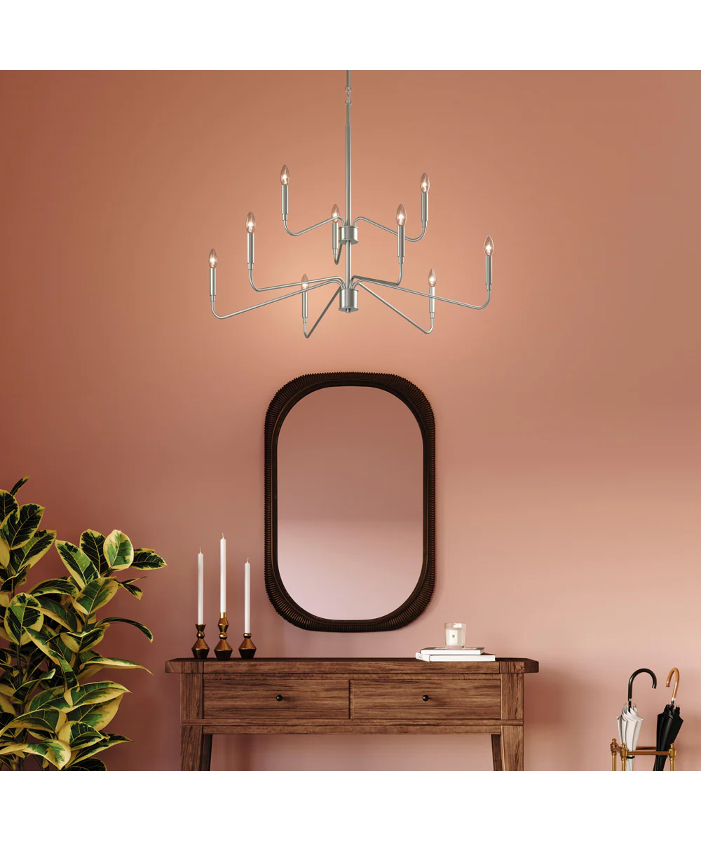 Pilar Two-Tier 9-Light Chandelier Brushed Nickel - Image 2