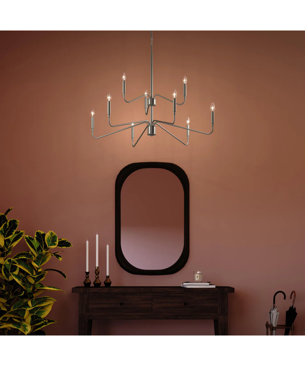Pilar Two-Tier 9-Light Chandelier Brushed Nickel - Image 3
