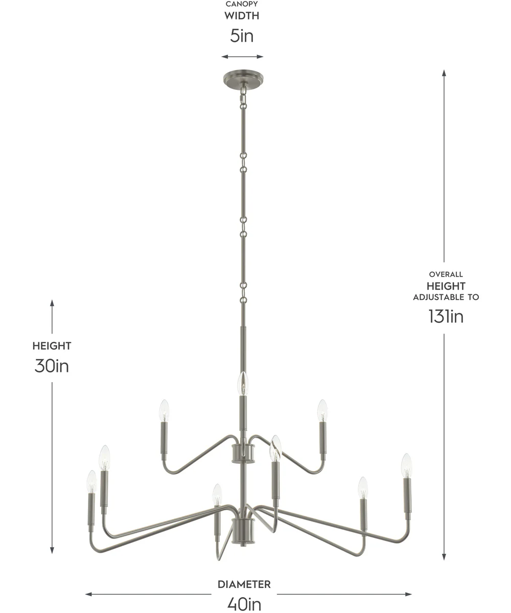 Pilar Two-Tier 9-Light Chandelier Brushed Nickel - Image 4