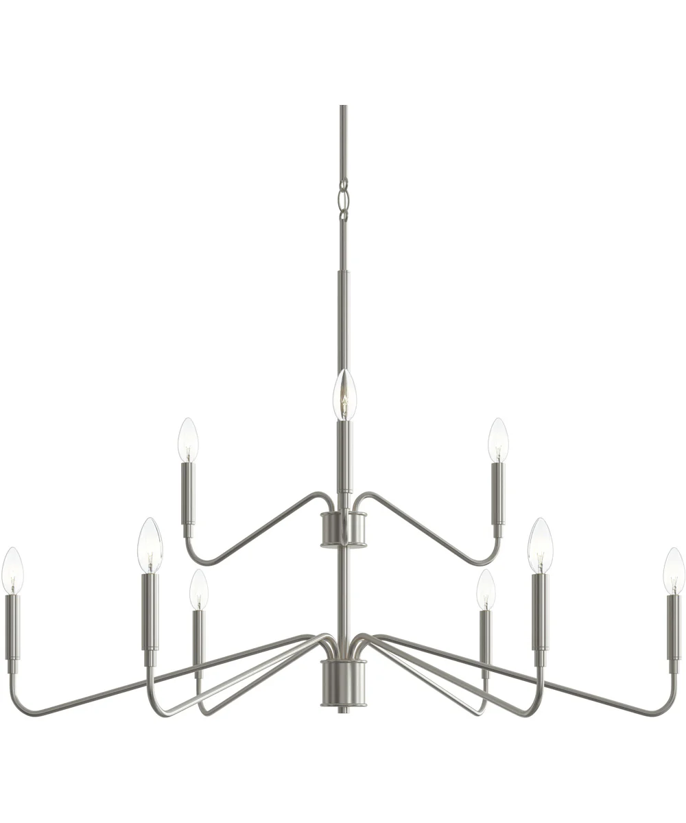 Pilar Two-Tier 9-Light Chandelier Brushed Nickel - Image 7