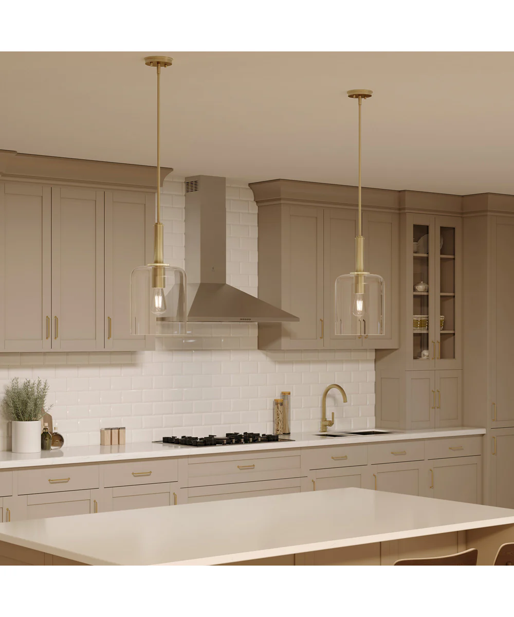 Reines 1-Light Pendant with Clear Glass Shade Brushed Gold - Image 3
