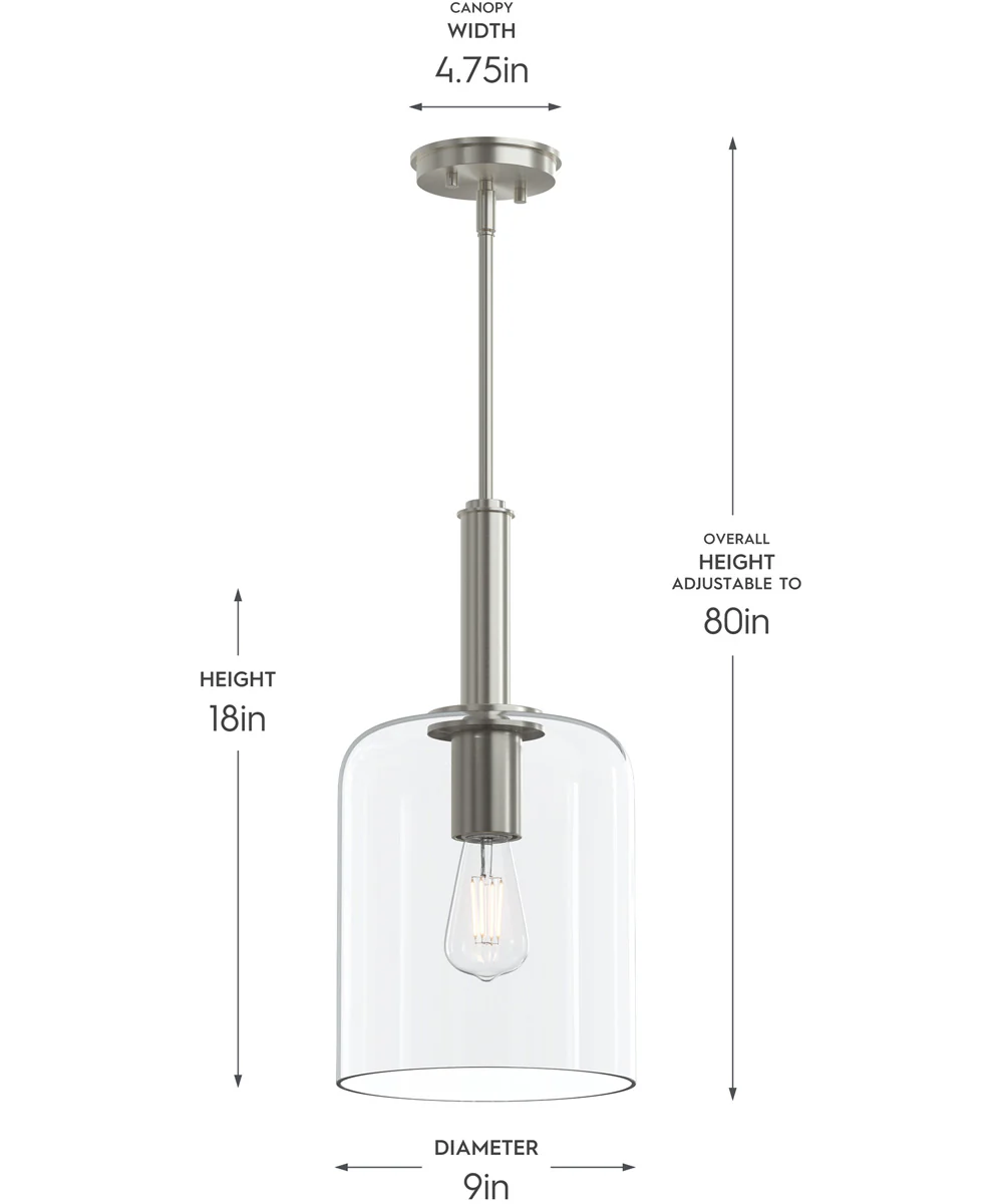 Reines 1-Light Pendant with Clear Glass Shade Brushed Nickel - Image 4