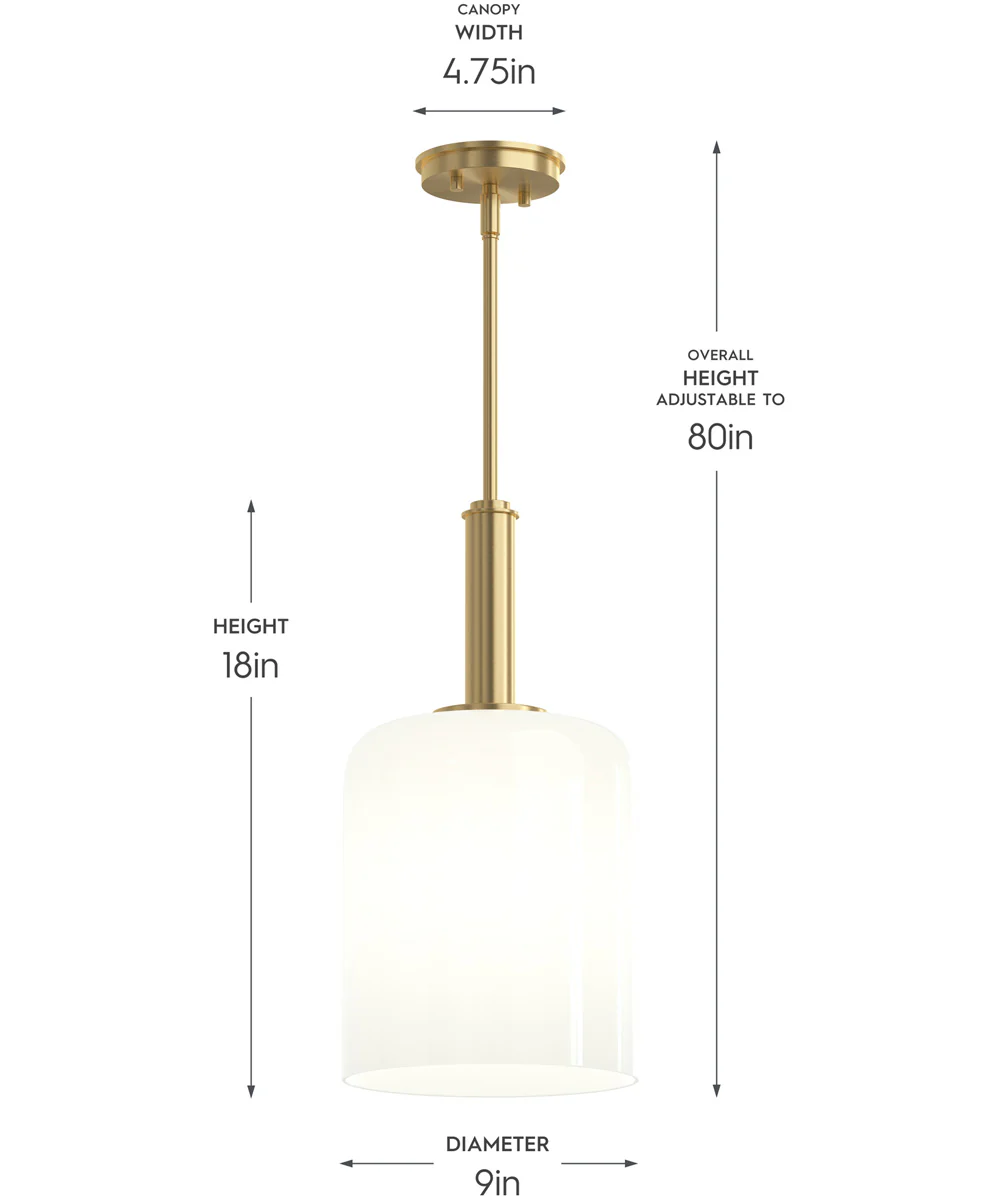 Reines 1-Light Pendant with Opal Glass Shade Brushed Gold - Image 4