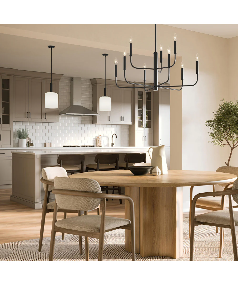 Reines 1-Light Pendant with Opal Glass Shade Matte Black - Image 10
