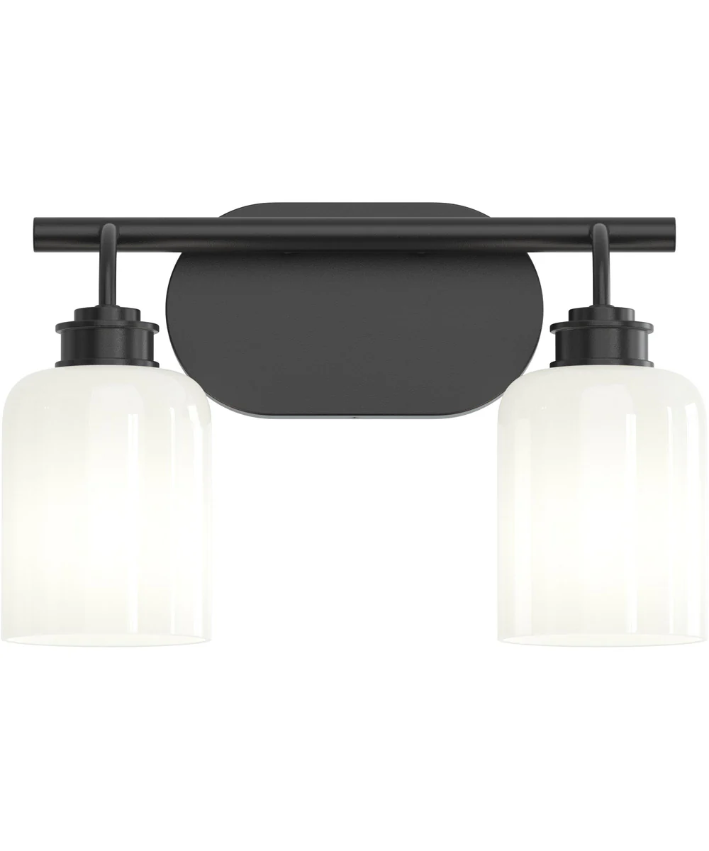 Reines 2-Light Bath Vanity with Opal Glass Shades Matte Black - Image 6